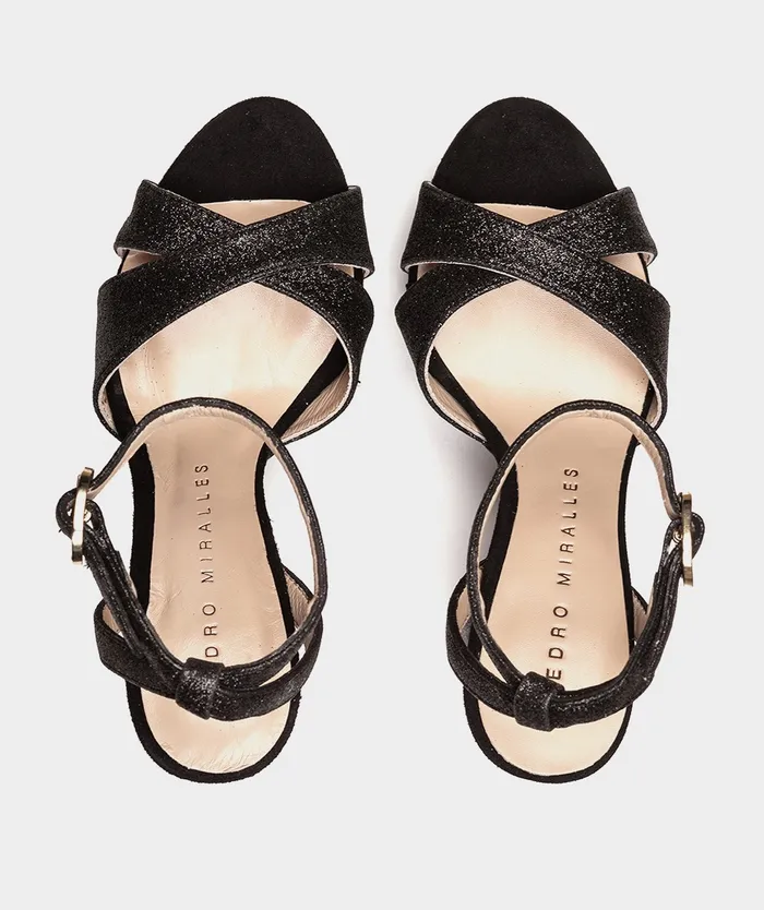 Women Montpellier Black 8211 Heeled Sandals Pedro Miralles