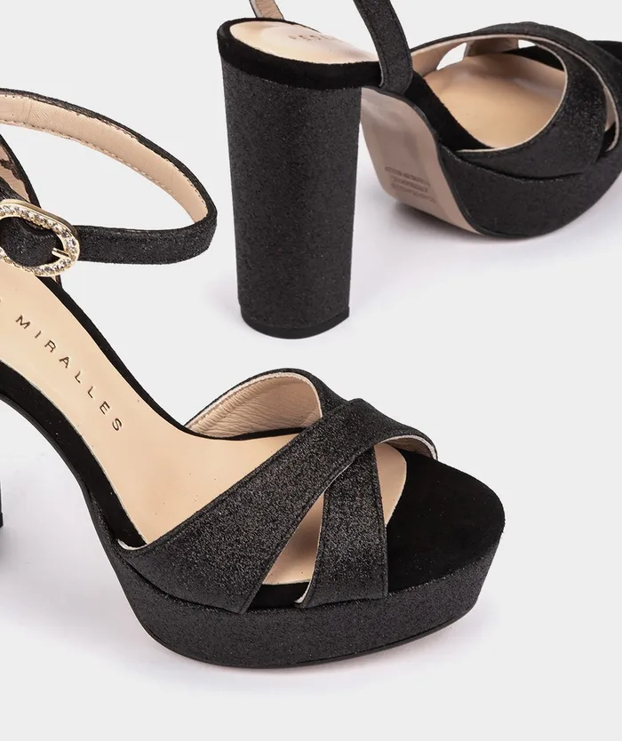 Women Montpellier Black 8211 Heeled Sandals Pedro Miralles