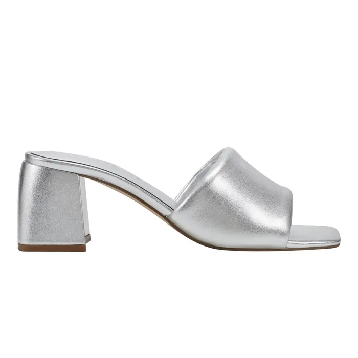 Women Nombra Block Heel Slide Sandal Silver Marc Fisher Mules and Slides