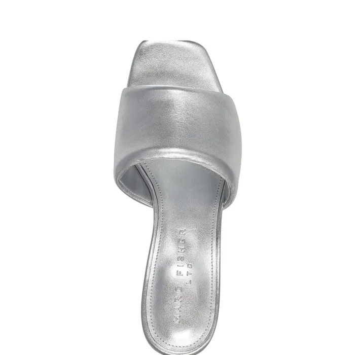 Women Nombra Block Heel Slide Sandal Silver Marc Fisher Mules and Slides