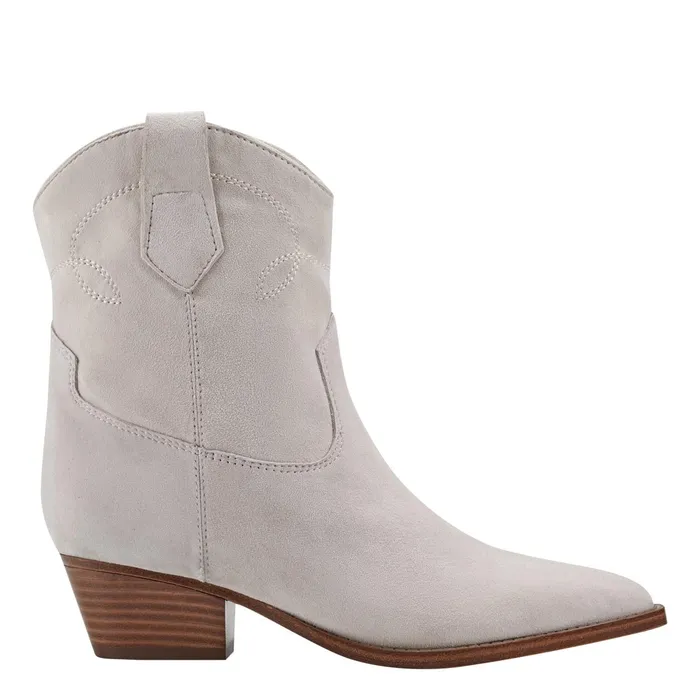 Women Nonie Western Ankle Bootie Taupe Leather Marc Fisher Booties