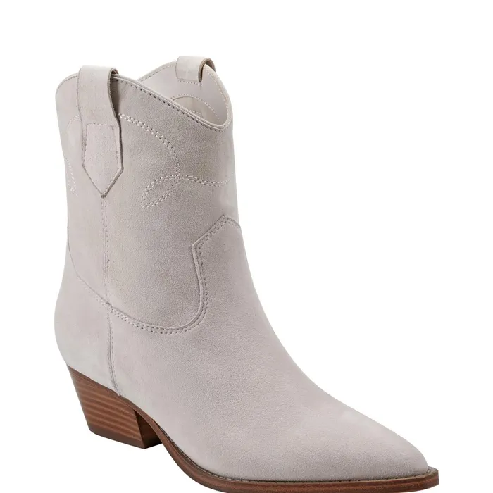Women Nonie Western Ankle Bootie Taupe Leather Marc Fisher Booties