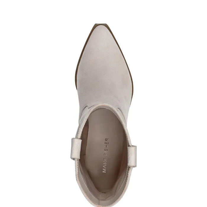 Women Nonie Western Ankle Bootie Taupe Leather Marc Fisher Booties