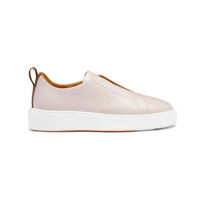 Women Nude Tumbled Leather SlipOn Sneaker Santoni Sneakers