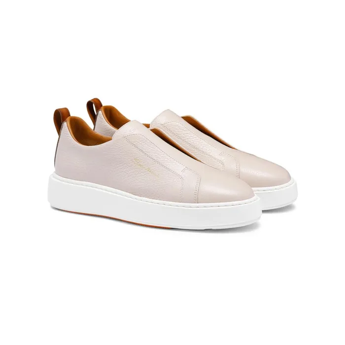 Women Nude Tumbled Leather SlipOn Sneaker Santoni Sneakers