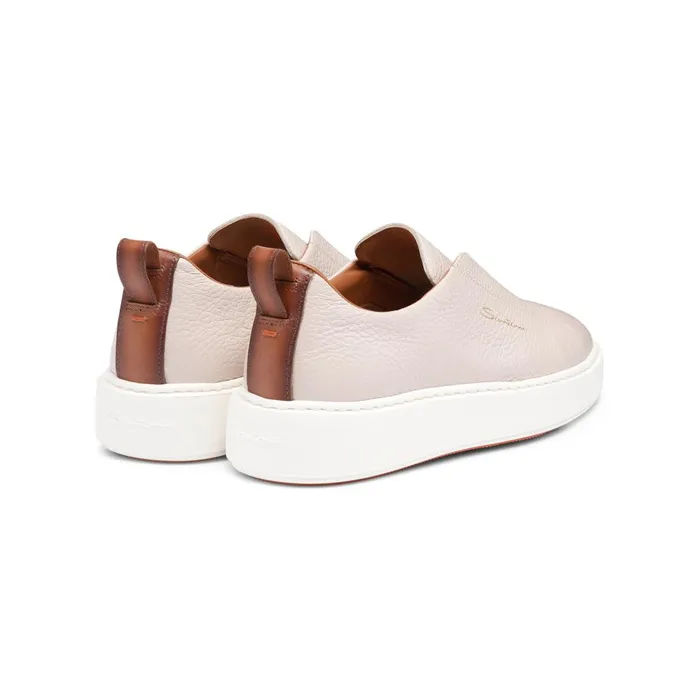 Women Nude Tumbled Leather SlipOn Sneaker Santoni Sneakers