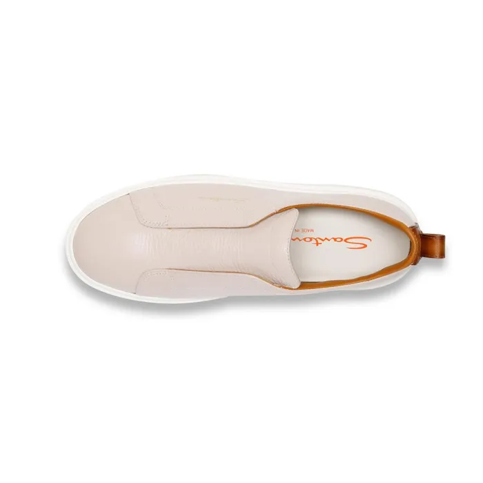 Women Nude Tumbled Leather SlipOn Sneaker Santoni Sneakers