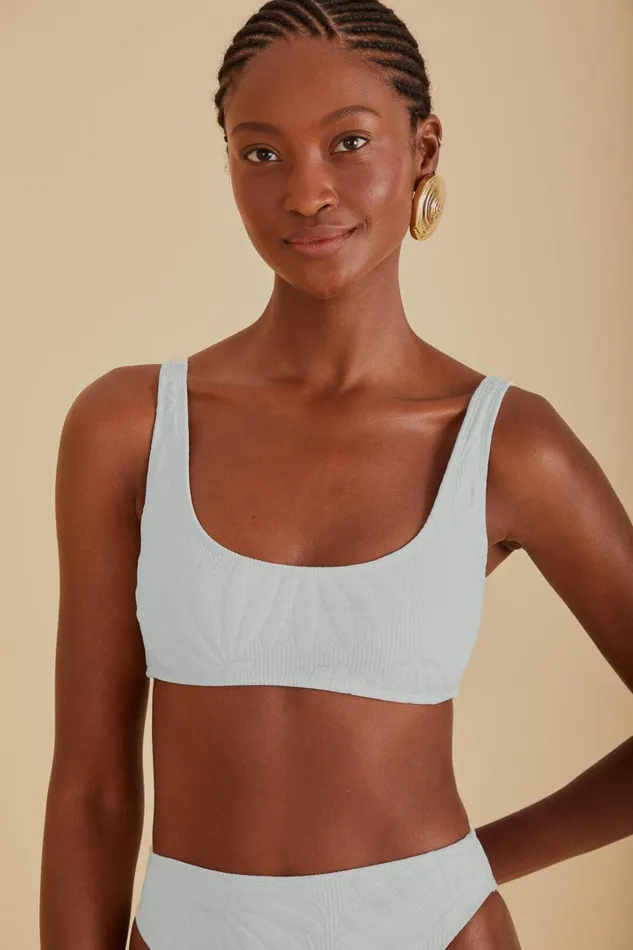 Women OffWhite Banana Matelasse Bikini Top Offwhite FARM Rio Bikinis