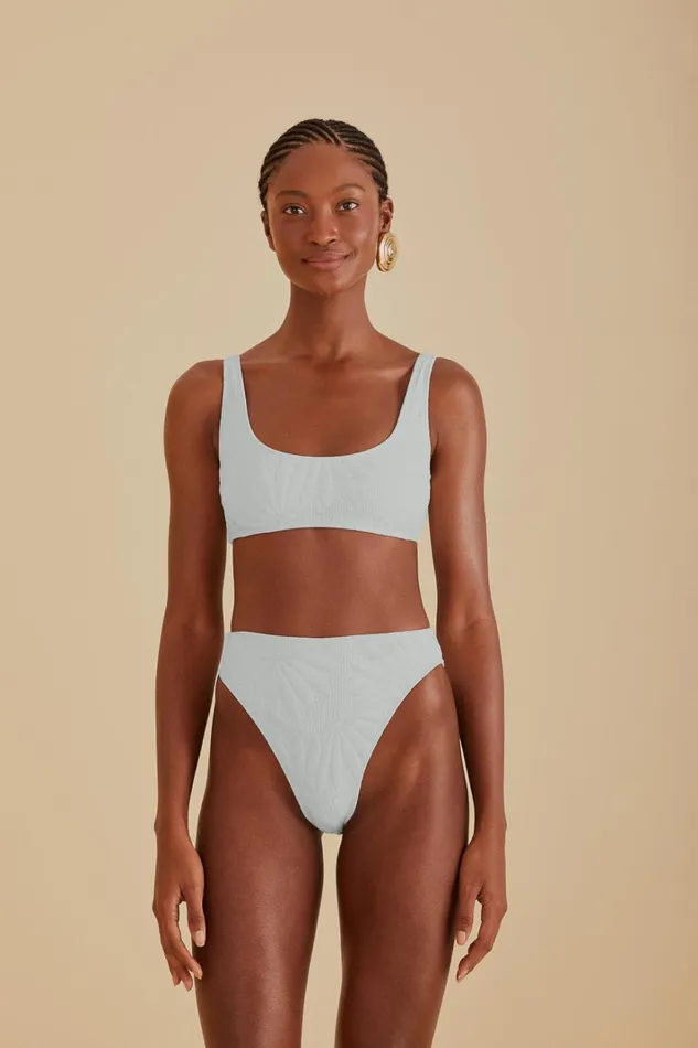 Women OffWhite Banana Matelasse Bikini Top Offwhite FARM Rio Bikinis