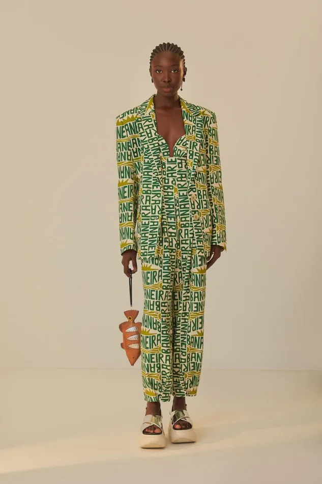 Women OffWhite Banana Typography Blazer Banana Typography Offwhite FARM Rio Blazers