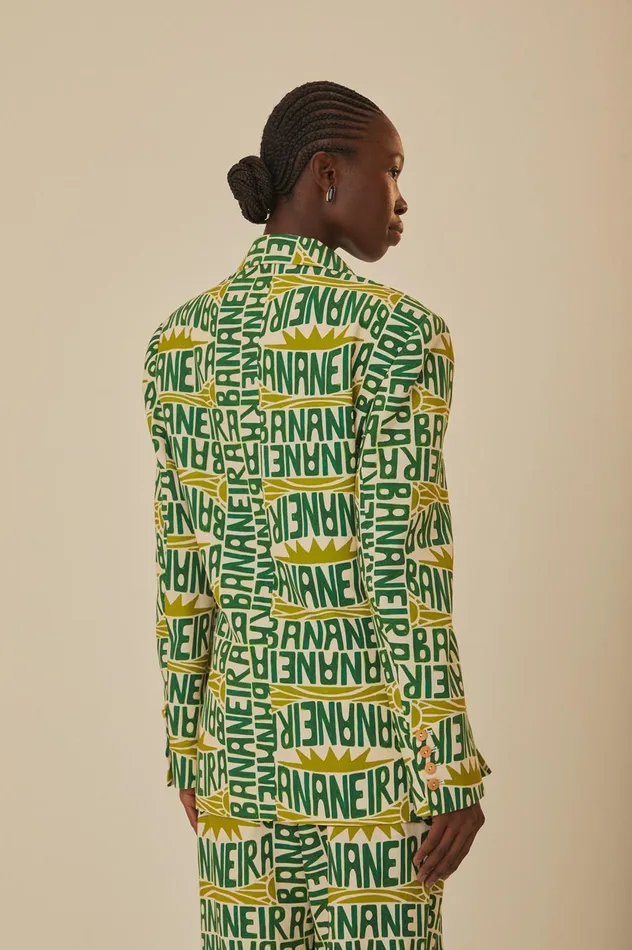 Women OffWhite Banana Typography Blazer Banana Typography Offwhite FARM Rio Blazers