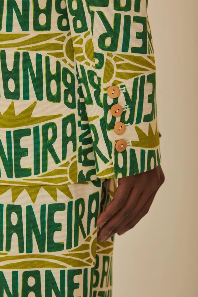 Women OffWhite Banana Typography Blazer Banana Typography Offwhite FARM Rio Blazers