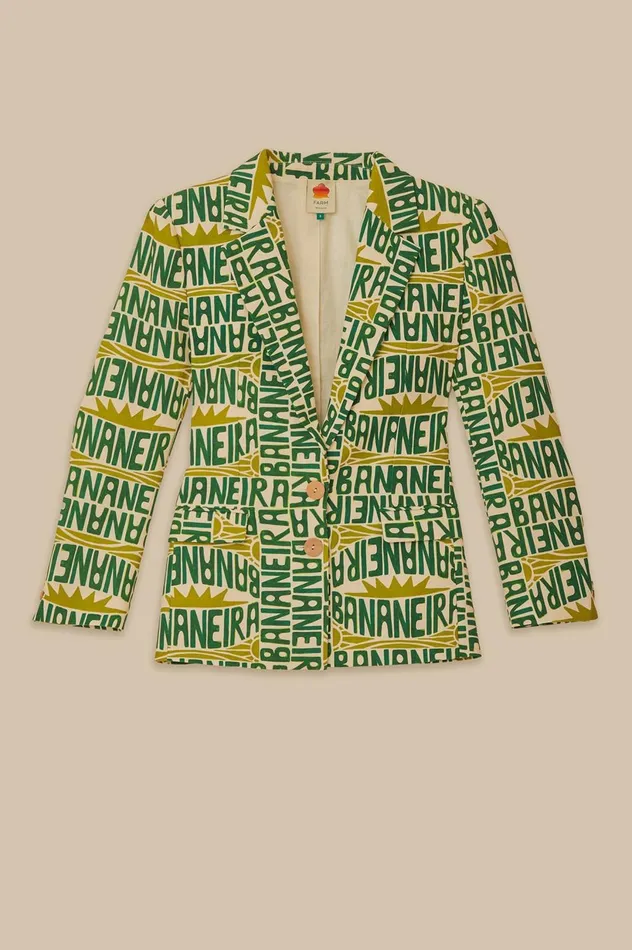 Women OffWhite Banana Typography Blazer Banana Typography Offwhite FARM Rio Blazers