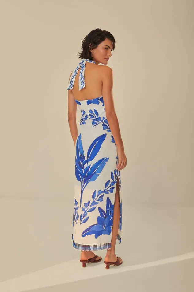 Women OffWhite Blue Yard Sleeveless Maxi Dress Blue Yard Offwhite FARM Rio Maxi Dresses