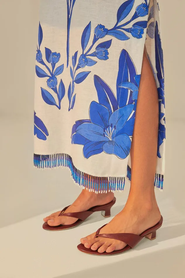 Women OffWhite Blue Yard Sleeveless Maxi Dress Blue Yard Offwhite FARM Rio Maxi Dresses