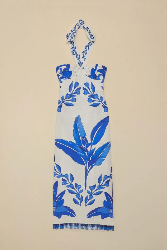 Women OffWhite Blue Yard Sleeveless Maxi Dress Blue Yard Offwhite FARM Rio Maxi Dresses