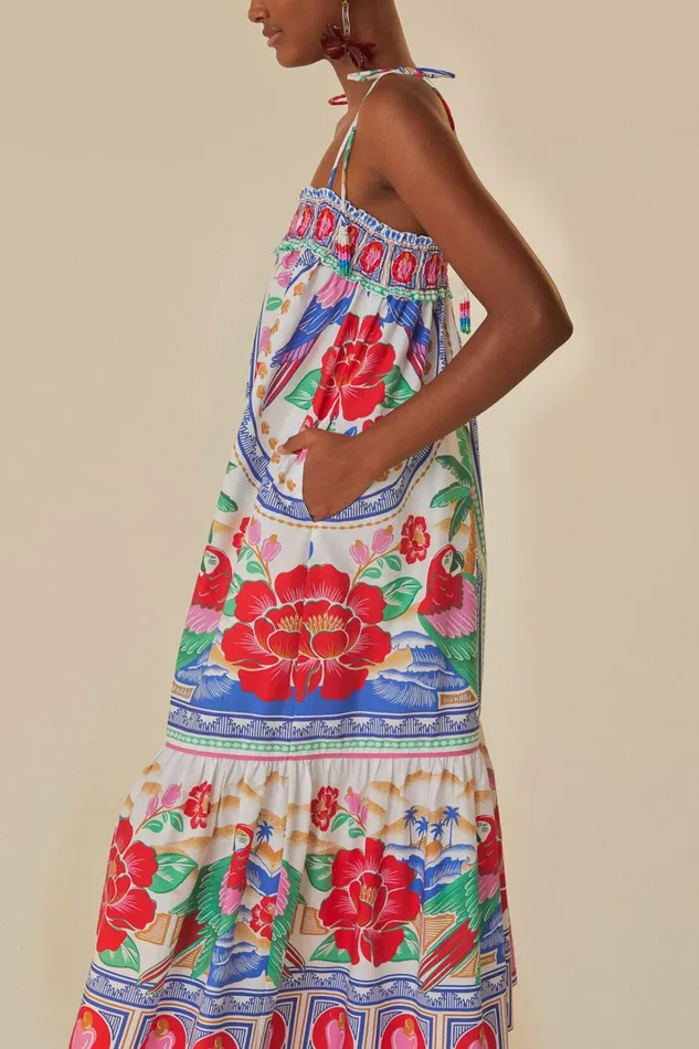 Women OffWhite Flowers Beach Maxi Dress Flowers Beach Offwhite FARM Rio Maxi Dresses