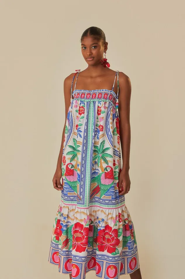 Women OffWhite Flowers Beach Maxi Dress Flowers Beach Offwhite FARM Rio Maxi Dresses