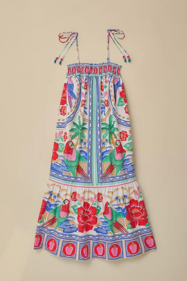 Women OffWhite Flowers Beach Maxi Dress Flowers Beach Offwhite FARM Rio Maxi Dresses