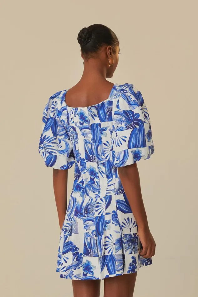 Women OffWhite Garden Tiles Plaid Mini Dress Garden Tiles Plaid Offwhite FARM Rio Mini Dresses