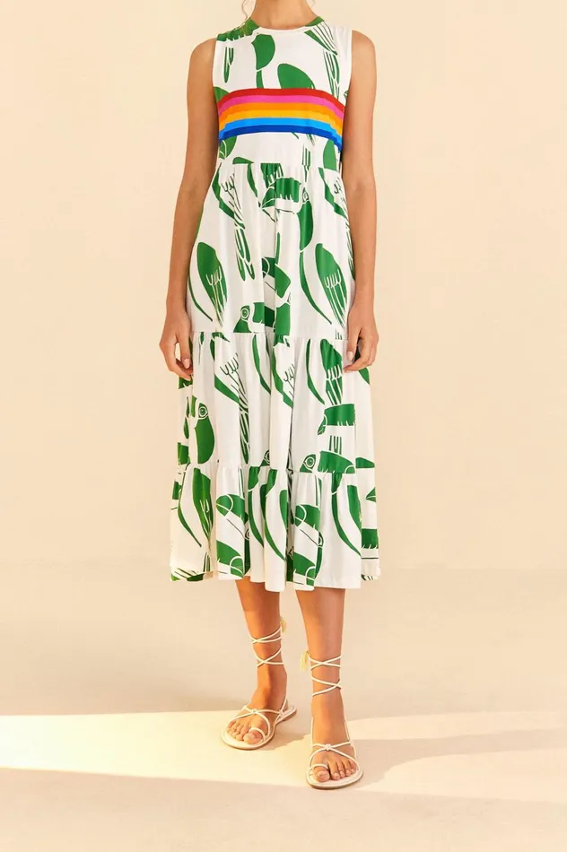 Women OffWhite Rainbow Toucans Organic Cotton Maxi Dress Rainbow Toucans Off White FARM Rio Maxi Dresses