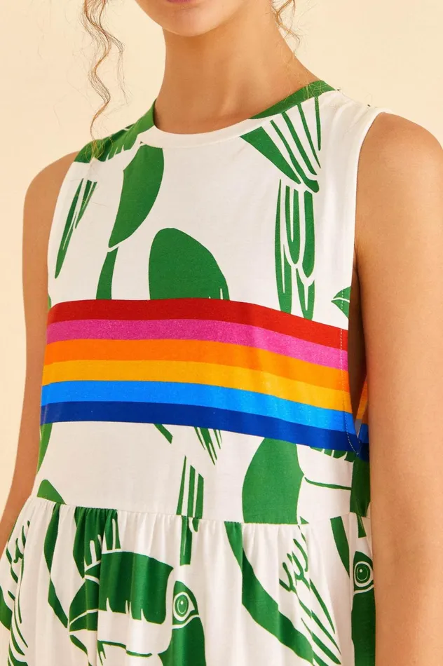 Women OffWhite Rainbow Toucans Organic Cotton Maxi Dress Rainbow Toucans Off White FARM Rio Maxi Dresses