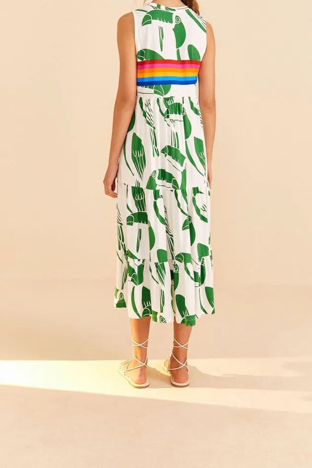 Women OffWhite Rainbow Toucans Organic Cotton Maxi Dress Rainbow Toucans Off White FARM Rio Maxi Dresses