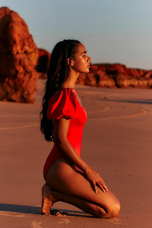 Women OnePieces Free People Palma Papier One Piece Swimsuit Red