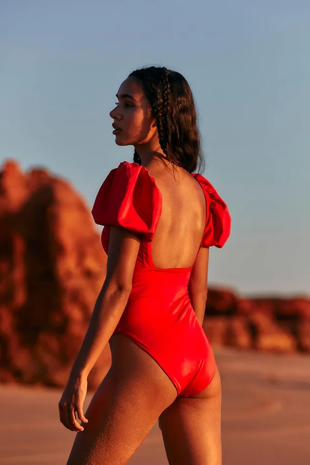 Women OnePieces Free People Palma Papier One Piece Swimsuit Red