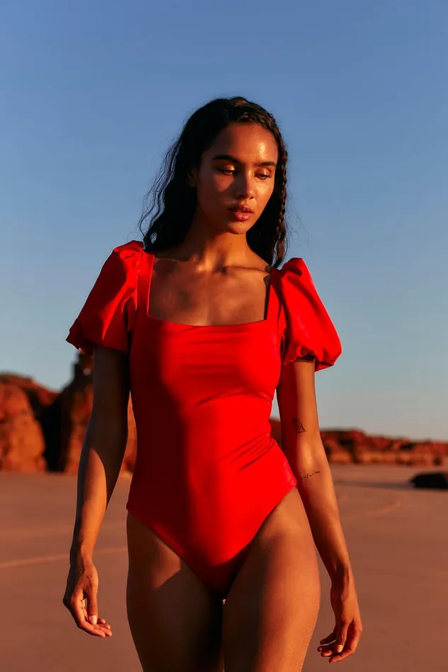 Women OnePieces Free People Palma Papier One Piece Swimsuit Red