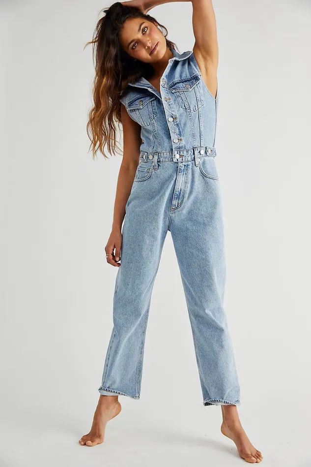 Women Overalls Free People AGOLDE Blanca Sleeveless Jumpsuit Drive