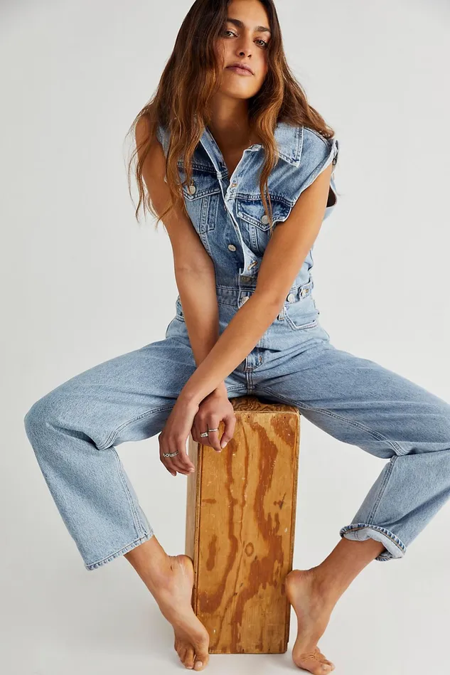 Women Overalls Free People AGOLDE Blanca Sleeveless Jumpsuit Drive