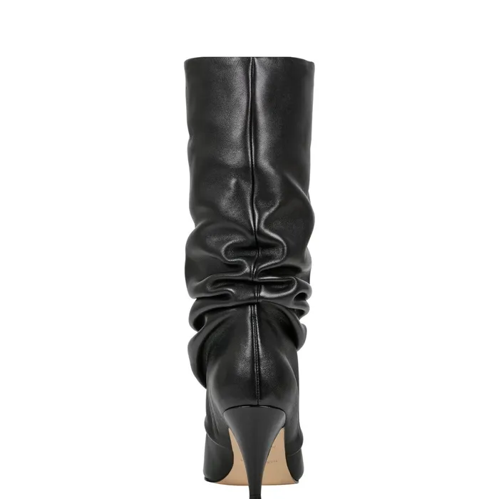 Women Paityn Scrunch Dress Boot Black Leather Marc Fisher Boots