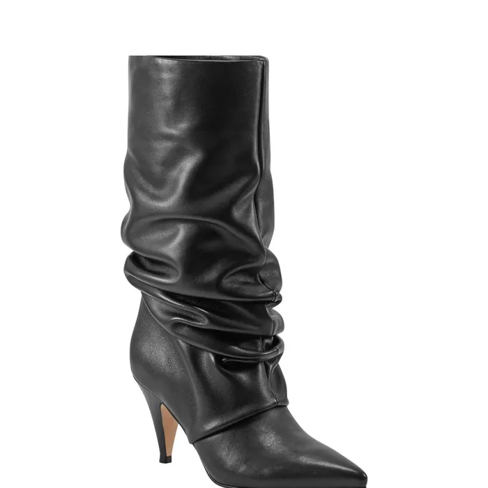Women Paityn Scrunch Dress Boot Black Leather Marc Fisher Dress Boots