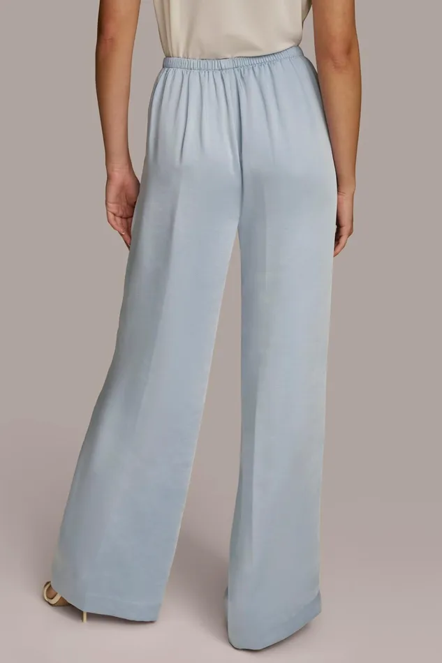 Women Pants Donna Karan FLAT FRONT WIDE LEG PANT Glacial Blue