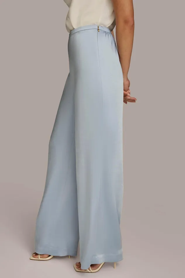 Women Pants Donna Karan FLAT FRONT WIDE LEG PANT Glacial Blue