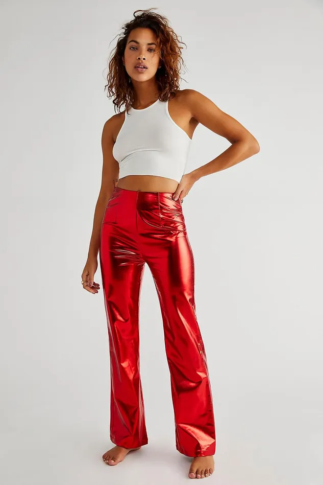 Women Pants Free People Unique Pants Red