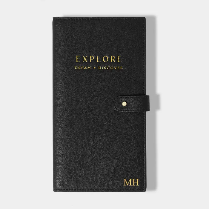 Women Passport Covers and Holders Katie Loxton Sentiment Travel Wallet 8211 Explore Dream Discover 8211 Black