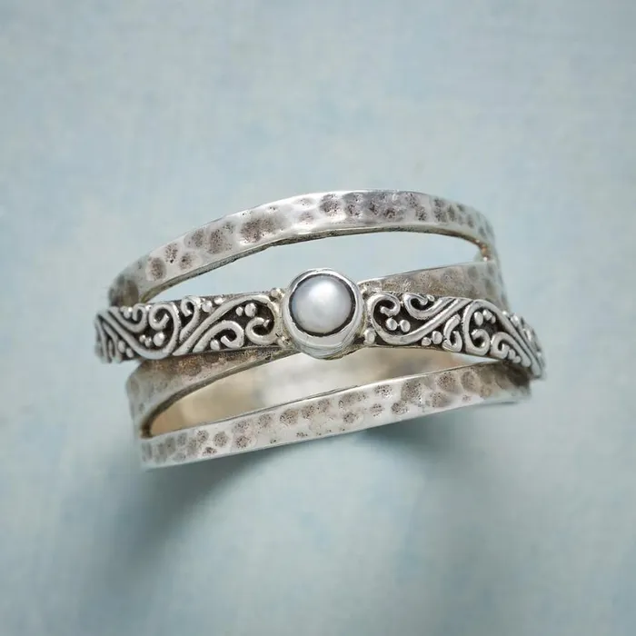 Women Pearl Overlay Ring Sundance Catalog Rings