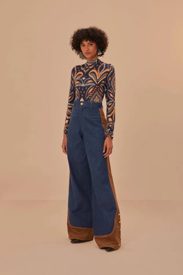 Women Pineapple Ikat Blue Jersey Blouse Pineapple Ikat Blue FARM Rio Blouses
