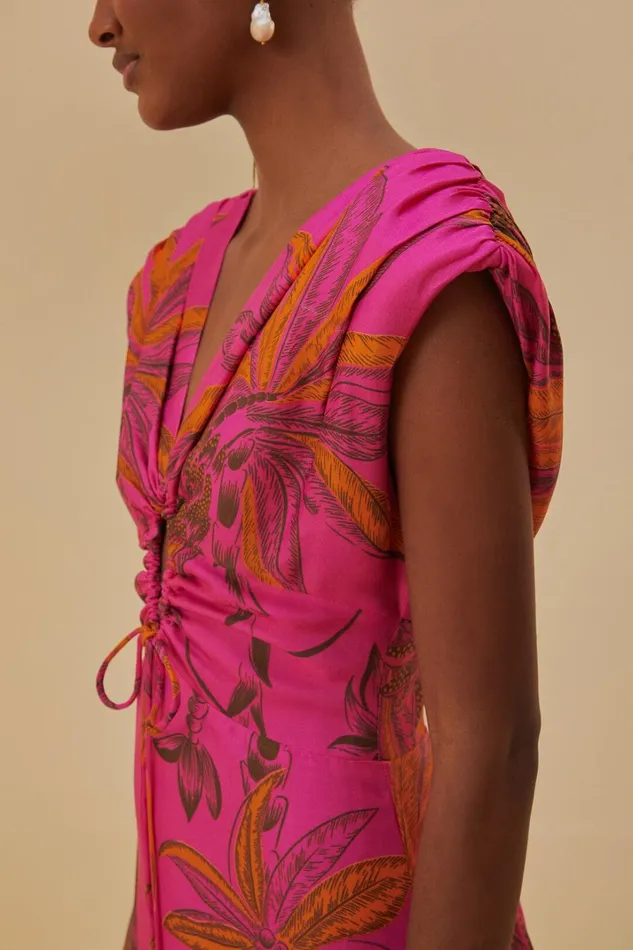 Women Pink Beach Forest Lenzing Ecovero Viscose Maxi Dress Beach Forest Pink FARM Rio Maxi Dresses