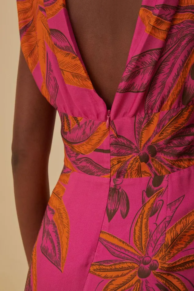 Women Pink Beach Forest Lenzing Ecovero Viscose Maxi Dress Beach Forest Pink FARM Rio Maxi Dresses