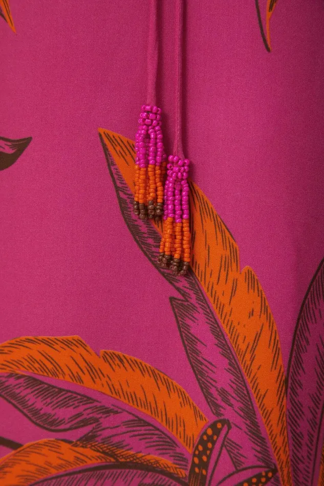 Women Pink Beach Forest Lenzing Ecovero Viscose Maxi Dress Beach Forest Pink FARM Rio Maxi Dresses