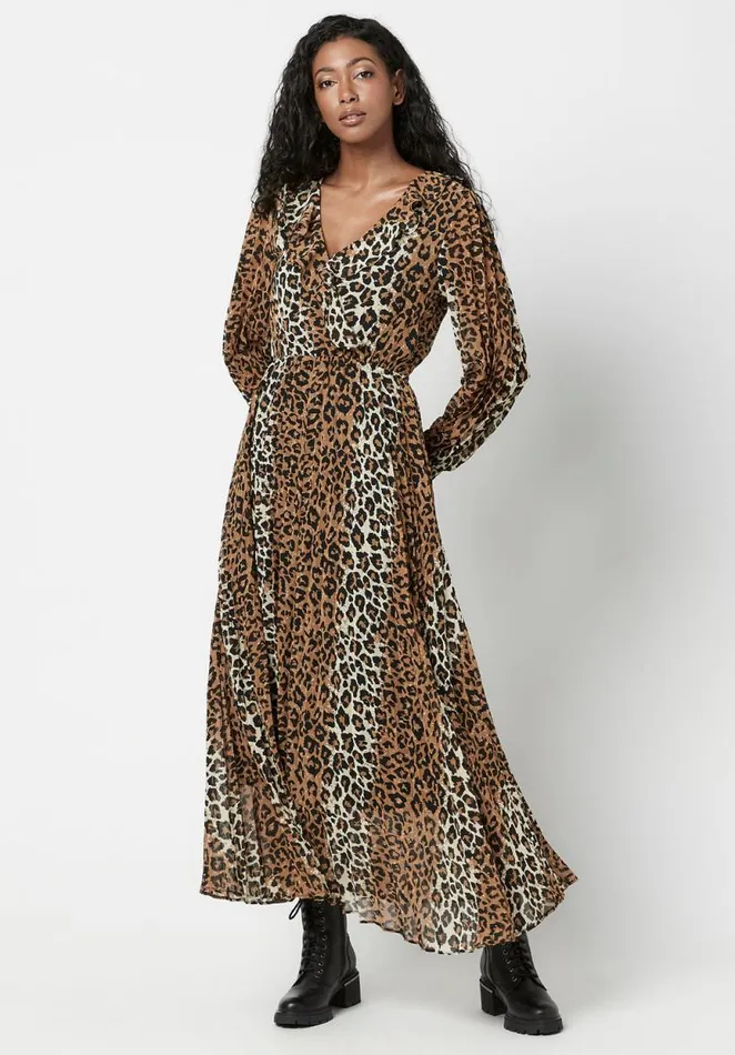 Women Pleated Tully Midi Dress Ombre Leopard Buffalo David Bitton Dresses and Jumpsuits Women Pleated Tully Midi Dress Ombre Leopard Buffalo David Bitton Dresses and Jumpsuits