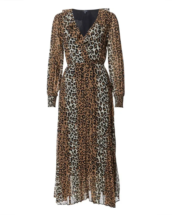 Women Pleated Tully Midi Dress Ombre Leopard Buffalo David Bitton Dresses and Jumpsuits