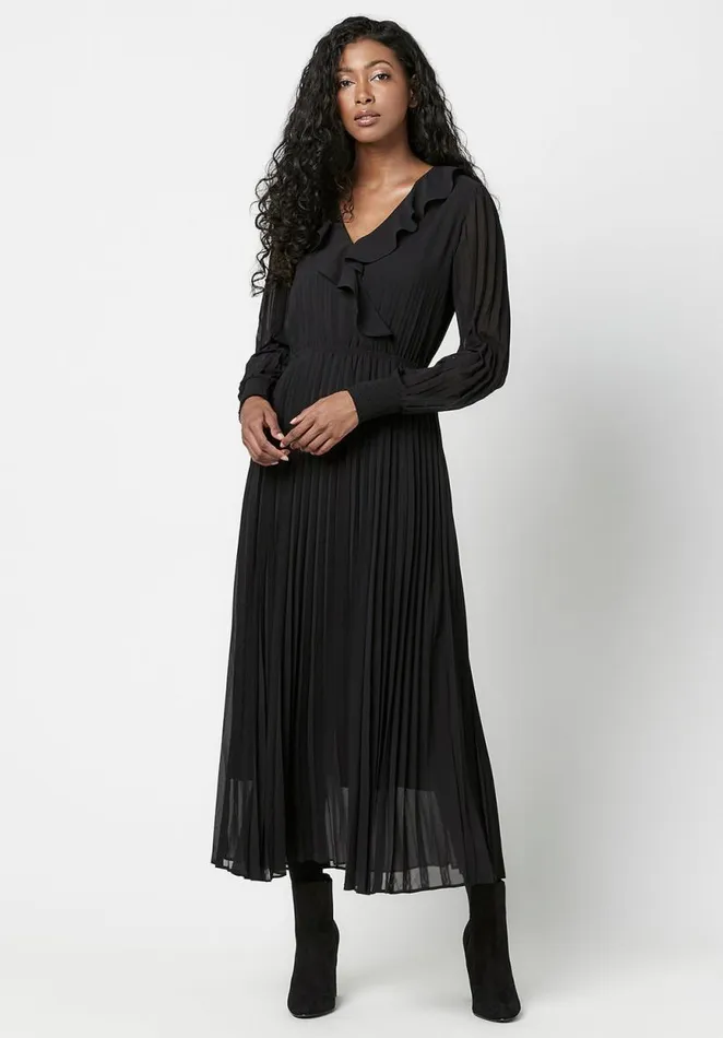 Women Pleated Tully Midi Dress Ombre Leopard Buffalo David Bitton Dresses and Jumpsuits