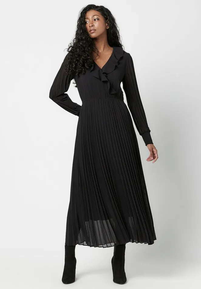 Women Pleated Tully Midi Dress Ombre Leopard Buffalo David Bitton Dresses and Jumpsuits