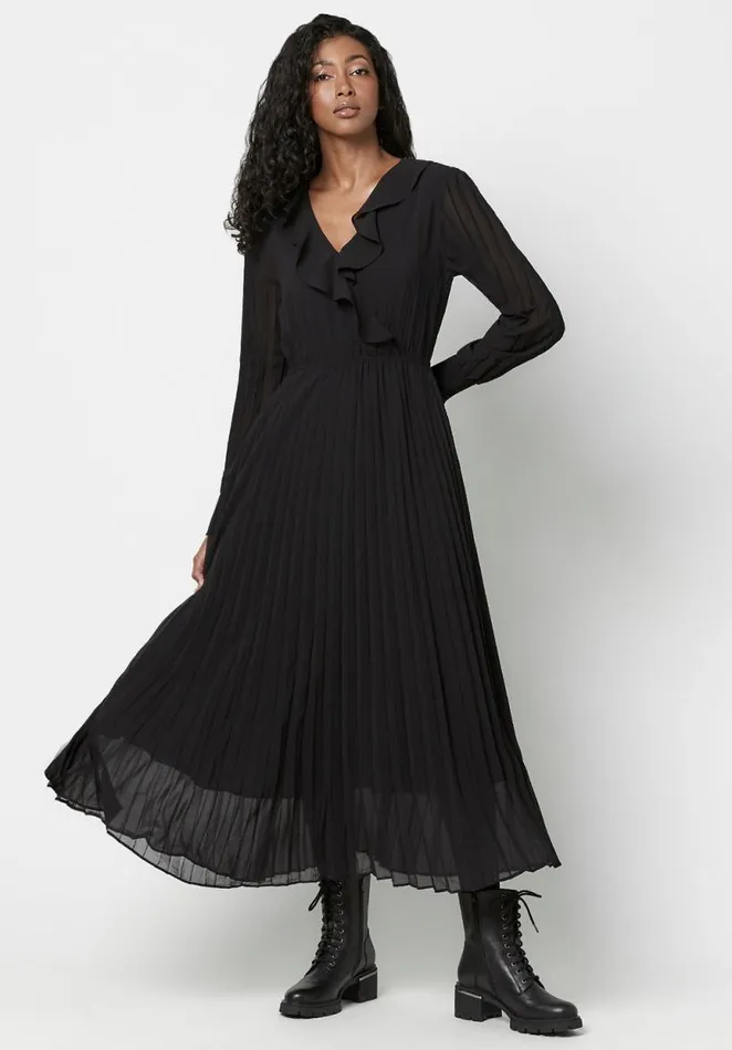 Women Pleated Tully Midi Dress Ombre Leopard Buffalo David Bitton Dresses and Jumpsuits