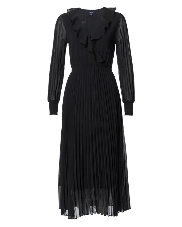 Women Pleated Tully Midi Dress Ombre Leopard Buffalo David Bitton Dresses and Jumpsuits