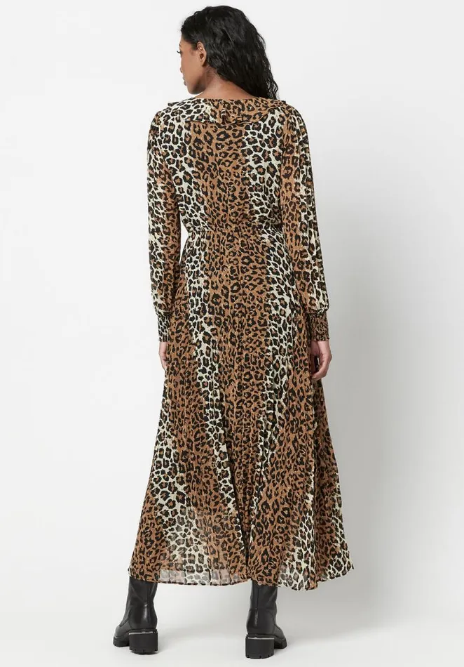 Women Pleated Tully Midi Dress Ombre Leopard Buffalo David Bitton Dresses and Jumpsuits